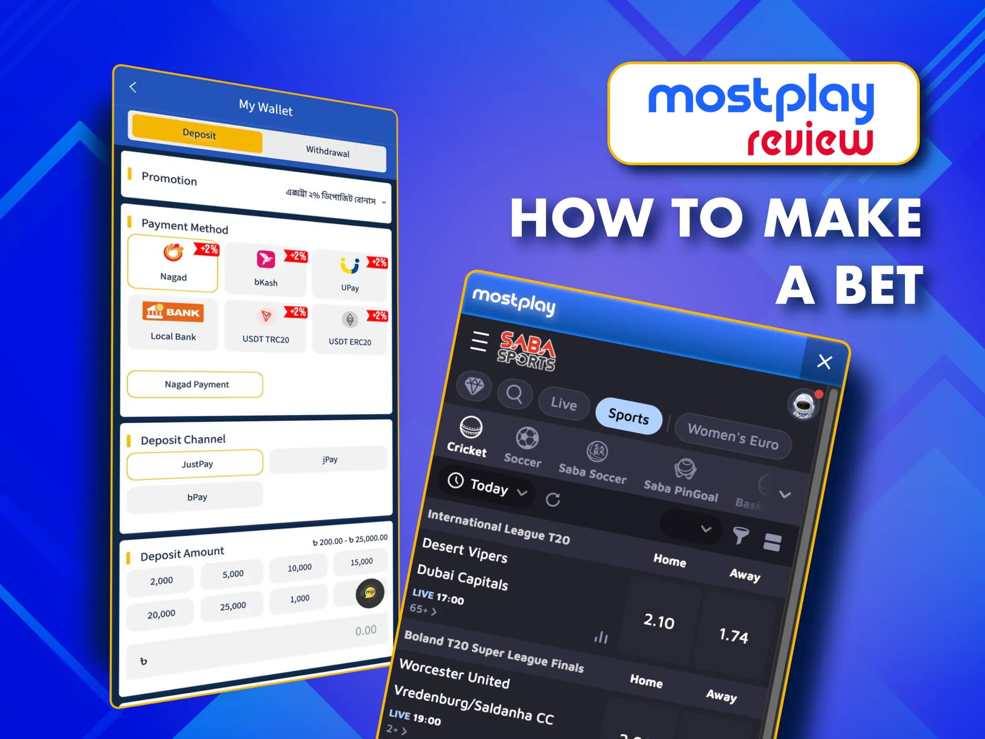 Place bets on sports events using MostPlay app's simple interface.
