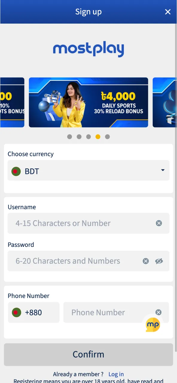 Sign up for MostPlay.