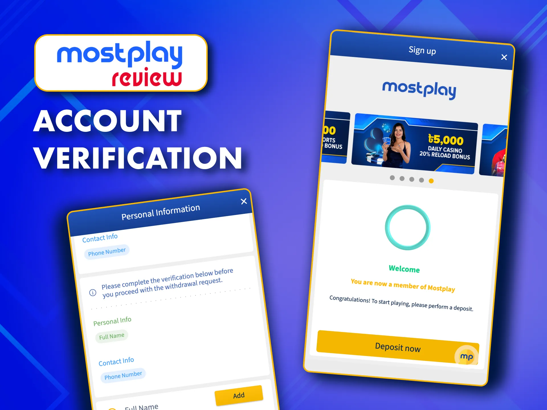 Verify your MostPlay account to start playing.